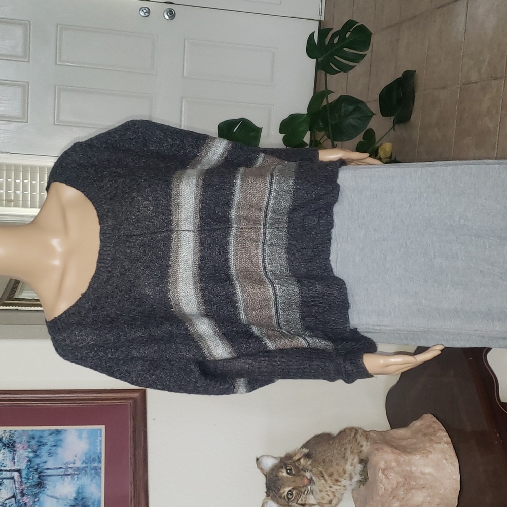 Decree s oversized slouch grey stripes sweater fitted sleeves